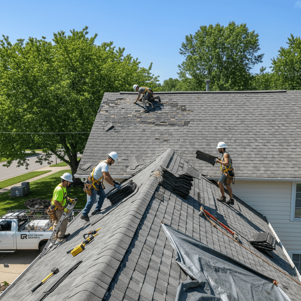 Residential roof replacement in Brownsville